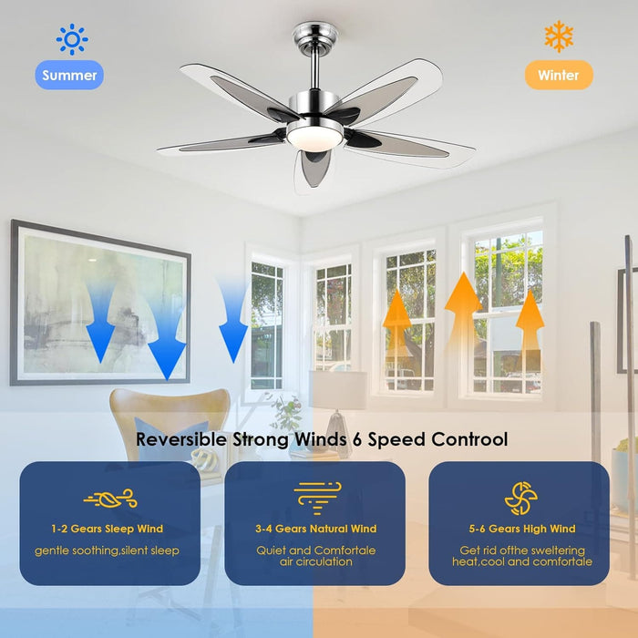 42 in. Black Ceiling Fan with Lights and Remote APP Control, Modern Reversible Dimmable Ceiling Fan, Low Profile Ceiling Fan for Indoor Outdoor Use-5-ErisView