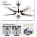 42 in. Black Ceiling Fan with Lights and Remote APP Control, Modern Reversible Dimmable Ceiling Fan, Low Profile Ceiling Fan for Indoor Outdoor Use-6-ErisView