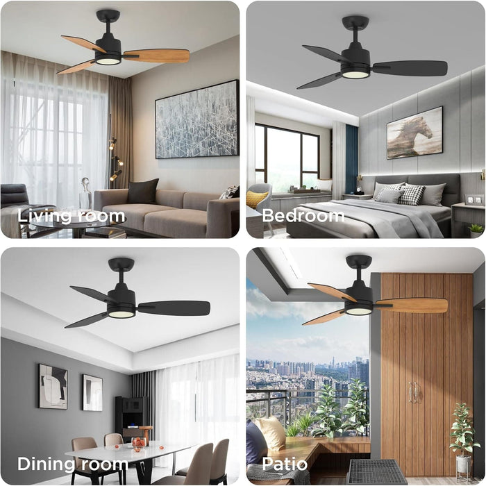 42 in. Black Outdoor Fans with Lights and Remote Control, Indoor Flush Mount Low Profile Ceiling Fan for Bedroom Living Room Kitchen Dining Room-6-ErisView