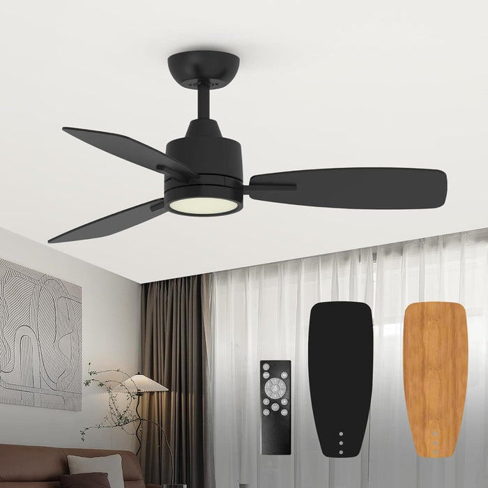 42 in. Black Outdoor Fans with Lights and Remote Control, Indoor Flush Mount Low Profile Ceiling Fan for Bedroom Living Room Kitchen Dining Room-1-ErisView