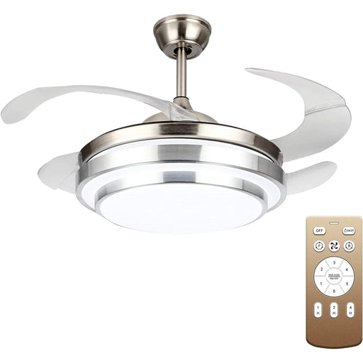 42 in. Ceiling Fan with Light Remote, Low Profile Ceiling Fan, Reversible Fan for Summer Winter, Brushed Nickel Ceiling Fan for Bedroom Kitchen Living Room-1-ErisView