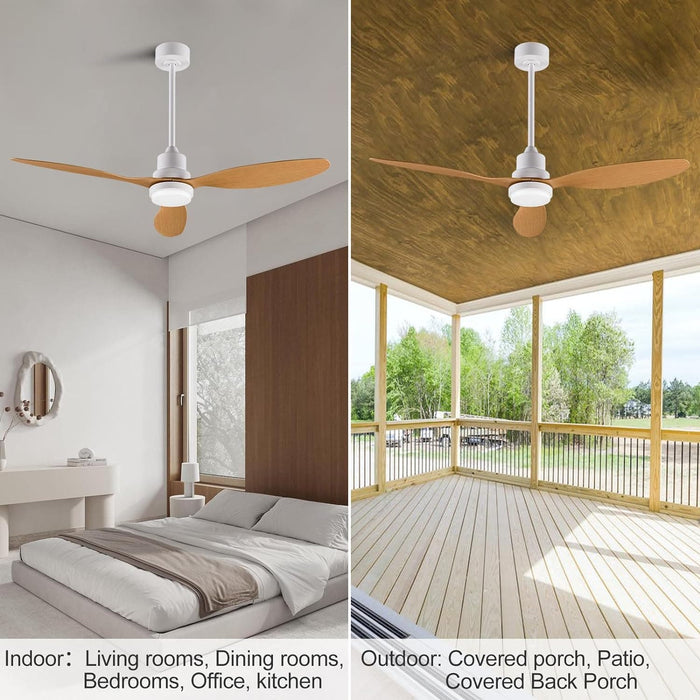 42 in. Ceiling Fan with Light and Remote, 3 Blades and Downrod, Popular Ceiling Fans, Indoor Outdoor Ceiling Fans for Patio Bedroom Living Office Kitchen-6-ErisView