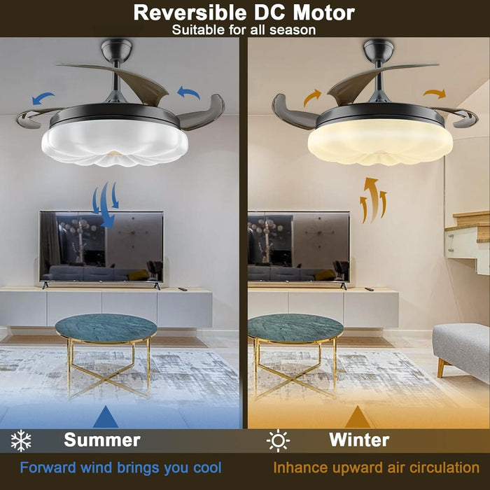 42 in. Ceiling Fan with Lights and Remote, Quiet Reversible Ceiling Fan for Bedroom Living Room Dining Room-2-ErisView