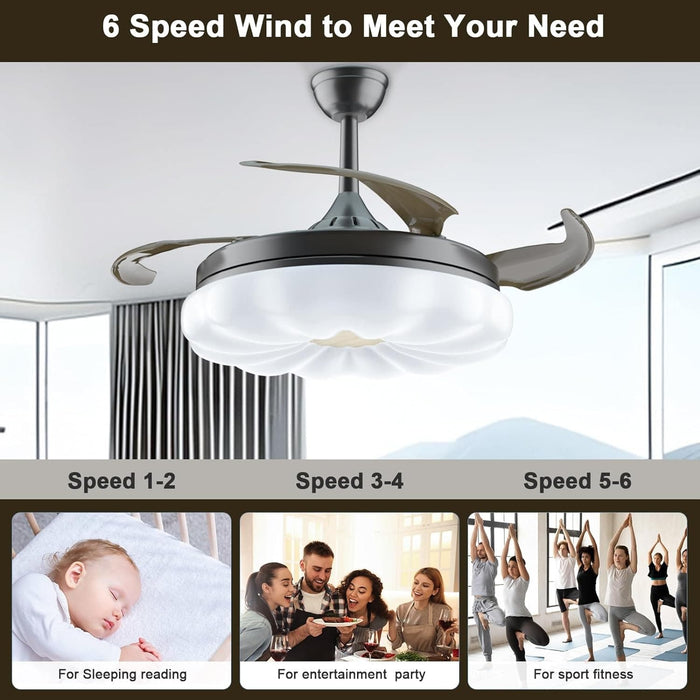 42 in. Ceiling Fan with Lights and Remote, Quiet Reversible Ceiling Fan for Bedroom Living Room Dining Room-3-ErisView