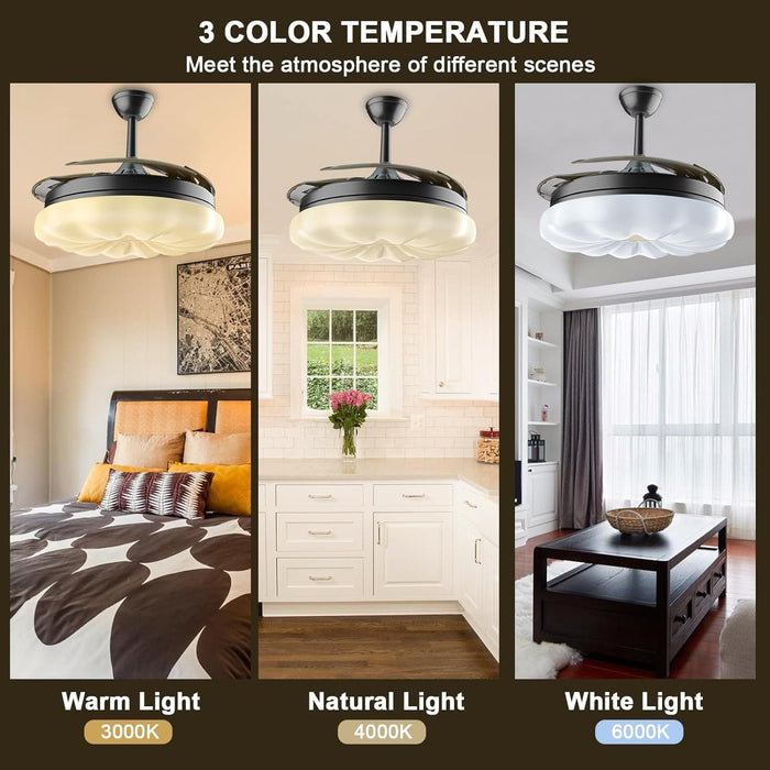 42 in. Ceiling Fan with Lights and Remote, Quiet Reversible Ceiling Fan for Bedroom Living Room Dining Room-4-ErisView