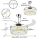 42 in. Crystal Ceiling Fan with Lights, Dimming Chandelier Ceiling Fan with Remote, Invisible Retractable Fandelier Ceiling Fan for Living Room  -2-ErisView