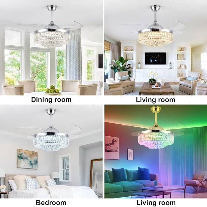 42 in. Crystal Chandelier Ceiling Fan with RGB Light and Remote, Retractable Fandelier Ceiling Fan with Speaker, Smart Fans for Living Room -2-ErisView