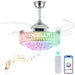 42 in. Crystal Chandelier Ceiling Fan with RGB Light and Remote, Retractable Fandelier Ceiling Fan with Speaker, Smart Fans for Living Room -1-ErisView