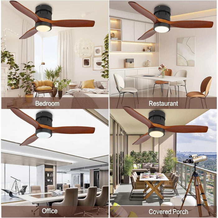 42 in. Farmhouse Modern Contemporary Fandelier Flush Mount and Light, Wood Blade Quiet Ceiling Fans with Remote, Elegant Ceiling Fans and Light -3-ErisView