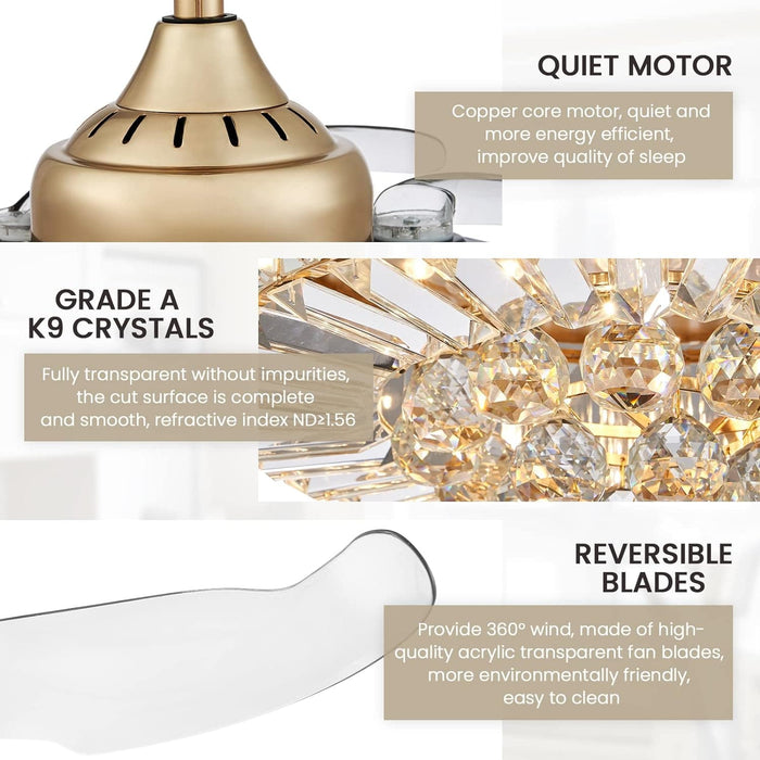 42 in. Gold Fandelier Chandelier Fan with Light Remote, LED Dimmable Crystal Ceiling Fan for Living Room-3-ErisView