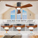 42 in. Hugger Ceiling Fan, Flush Mount Outdoor Ceiling Fan with Light and Remote, Low Profile Ceiling Fan and Light, Reversible Quiet Ceiling Fans-6-ErisView