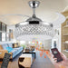 42 in. Invisible Ceiling Fan Chandelier with Light and Bluetooth Speaker, Modern Crystal Ceiling Fan with Remote Control, Retractable Bedroom Ceiling Fans-1-ErisView