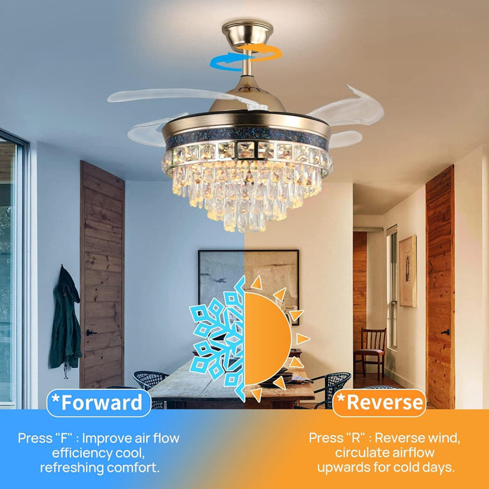 42 in. Luxury Crystal Ceiling Fan with Light and Bluetooth Speaker, Crystal Modern Ceiling Fan for Living Room Dining Room Foyer Hotel-6-ErisView