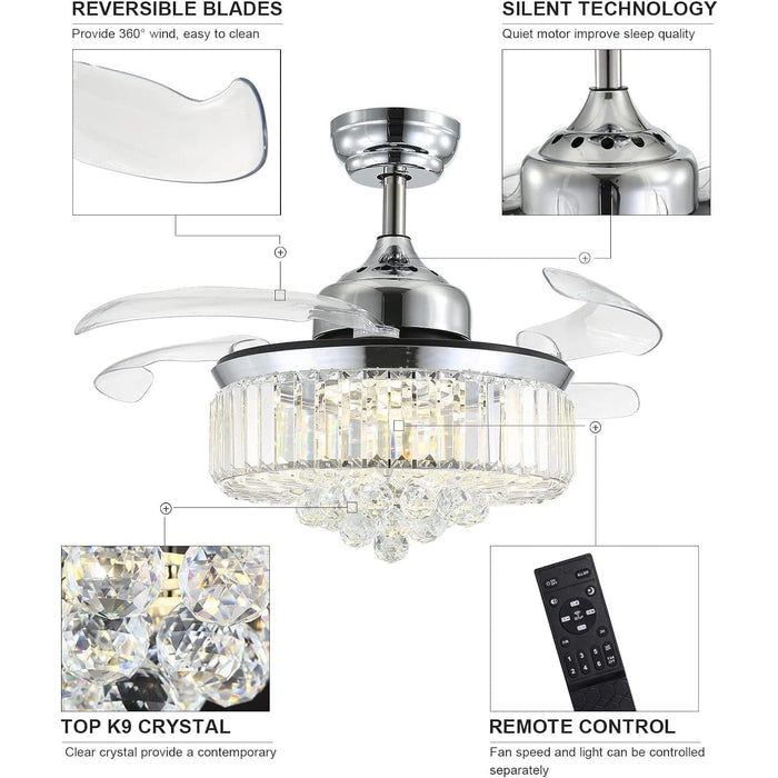 42 in. Luxury Retractable Fandelier Ceiling Fan, Magic Dimmable Crystal Ceiling Fan Chandelier, Hidden Ceiling Fan for Living Room Dining Room-6-ErisView