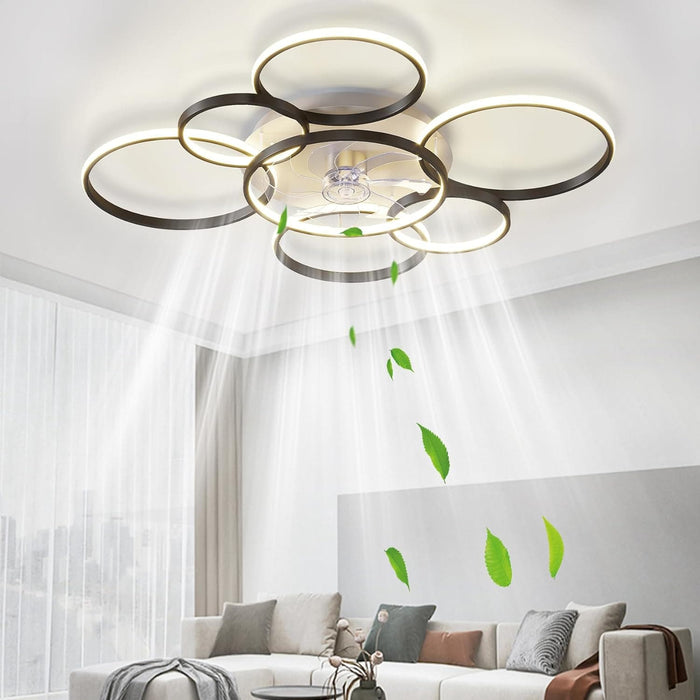 42 in. Modern Ceiling Fan with Light and Remote, LED Flush Mount Ceiling Fan for Bedroom Living Room Dining Room-8-ErisView