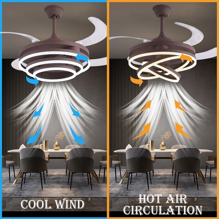 42 in. Modern Chandelier Ceiling Fan with Remote Control, Decorative Ceiling Fans, Retractable Blade Ceiling Fan for Bedroom Living Dining Room -3-ErisView