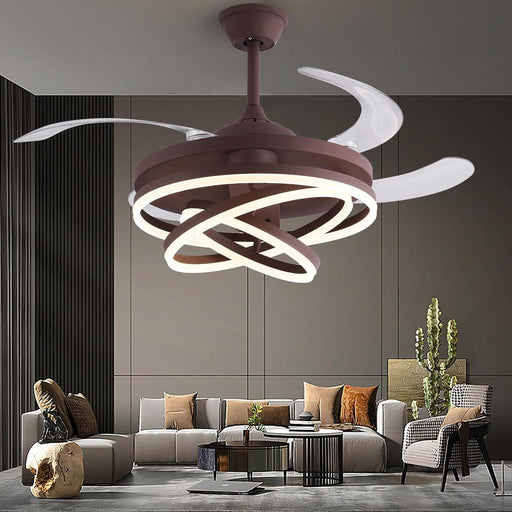 42 in. Modern Chandelier Ceiling Fan with Remote Control, Decorative Ceiling Fans, Retractable Blade Ceiling Fan for Bedroom Living Dining Room -4-ErisView