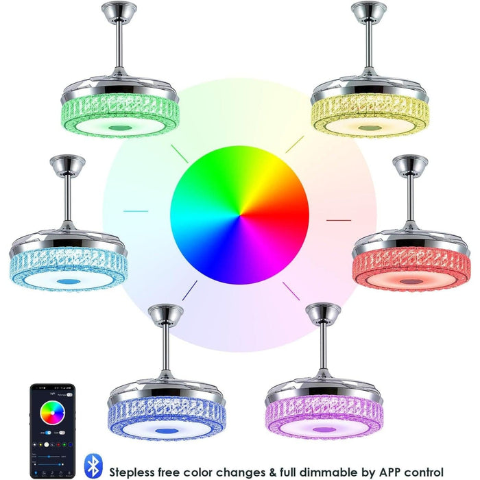 42 in. Pretty Ceiling Fans Chandelier with Remote and APP Control for Living Room Bedroom Dining Room, Bluetooth Ceiling Fan with Light and Speaker-4-ErisView