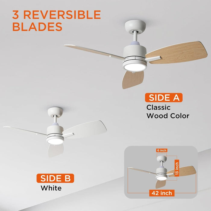 42 in. Quiet Ceiling Fans, White Outdoor Ceiling Fan with Light and Remote, Modern Ceiling Fan for Bedroom, Outdoor Covered Ceiling Fan, Patio Fans-4-ErisView