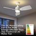 42 in. Quiet Ceiling Fans, White Outdoor Ceiling Fan with Light and Remote, Modern Ceiling Fan for Bedroom, Outdoor Covered Ceiling Fan, Patio Fans-6-ErisView