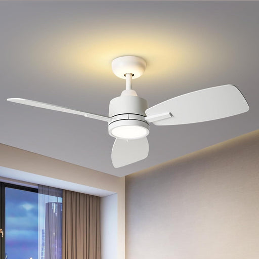 42 in. Quiet Ceiling Fans, White Outdoor Ceiling Fan with Light and Remote, Modern Ceiling Fan for Bedroom, Outdoor Covered Ceiling Fan, Patio Fans-1-ErisView