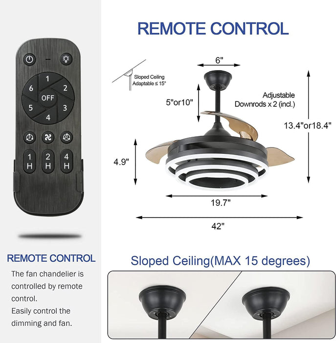 42 in. Retractable Ceiling Fan, Reversible Remote Control Ceiling Fan with Light for Living Room Bedroom Dining Room-6-ErisView