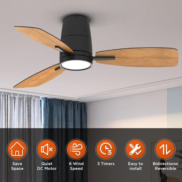 42 in. Reversible Ceiling Fan with Lights and Remote Control, Quietest Fan For Sleeping with Bright Light-3-ErisView