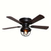 42 in. Rustic 5-Blade Flush Mount Ceiling Fan with Light Kit Remote, Low Profile Matte Black Ceiling Fan-ErisView