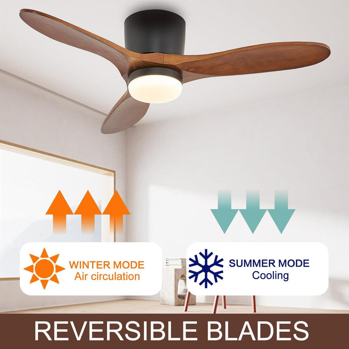 42 in. Smart Ceiling Fan with Remote Control, Wood Reversible Quiet Ceiling Fans, Compatible with Alexa-2-ErisView