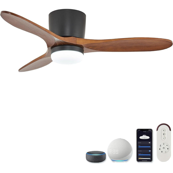 42 in. Smart Ceiling Fan with Remote Control, Wood Reversible Quiet Ceiling Fans, Compatible with Alexa-1-ErisView