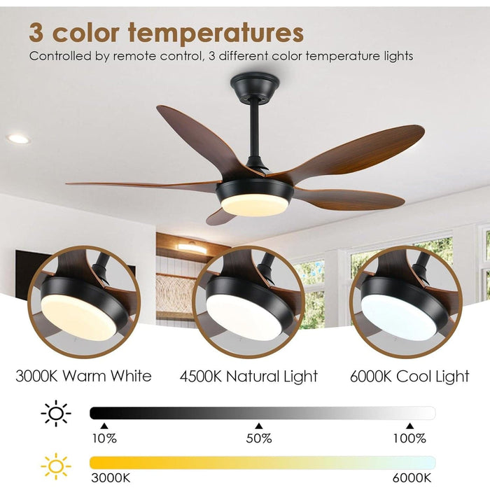 46 in. Brown Modern Ceiling Fan, Outdoor Ceiling Fan with Light Remote APP Control, Low Profile Outdoor Ceiling Fan for Patio, Bedroom Living Room Fan-2-ErisView