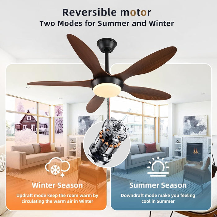 46 in. Brown Modern Ceiling Fan, Outdoor Ceiling Fan with Light Remote APP Control, Low Profile Outdoor Ceiling Fan for Patio, Bedroom Living Room Fan-3-ErisView