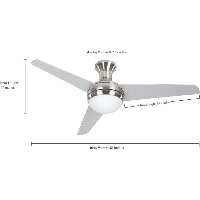 48 in. Brushed Nickel Ceiling Fan, Mid Century Modern Ceiling Fan-6-ErisView