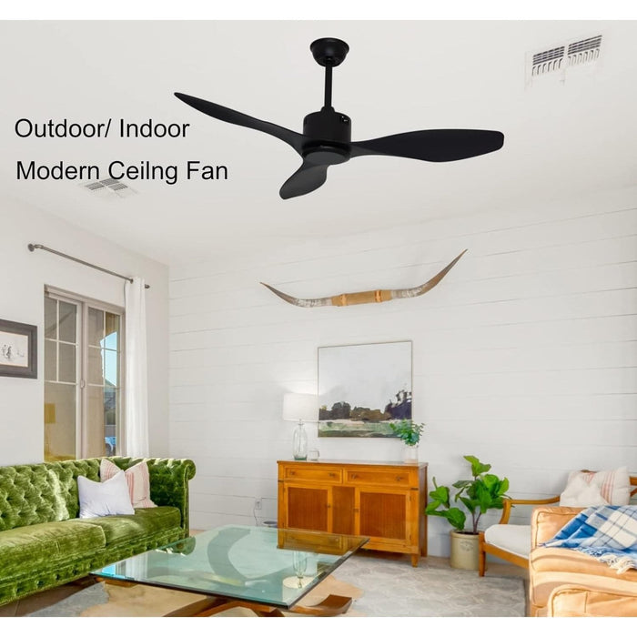 48 in. Ceiling Fan NO Light, Indoor Outdoor Reversible DC Ceiling Fan with Remote, 3 Blade Black Modern Outdoor Fan-5-ErisView