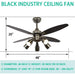 48 in. Indoor Modern Black Chandelier Ceiling Fan with Remote Control, Quietest Fan For Sleeping with 5 Rotatable Lights-4-ErisView