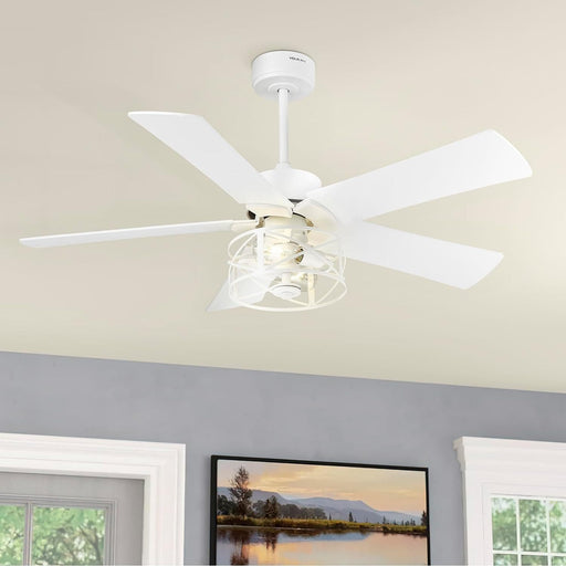 48 in. Indoor Outdoor Ceiling Fans, White Outdoor Ceiling Fans with Light and Remote-8-ErisView