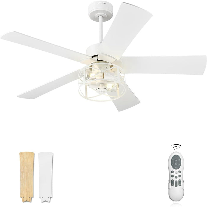 48 in. Indoor Outdoor Ceiling Fans, White Outdoor Ceiling Fans with Light and Remote-1-ErisView