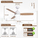 48 in. Low Profile Ceiling Fan with 2 Rods, Remote Control Ceiling Fan and Light APP Control, Indoor Outdoor Wood Ceiling Fan with Two Side Blades-6-ErisView