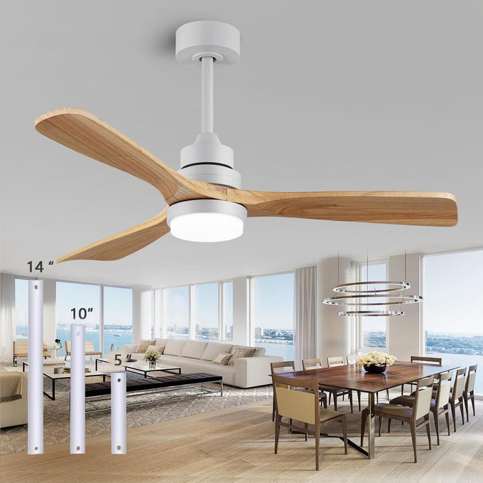 48 in. Remote Control Fan, Modern Indoor Outdoor Wood Ceiling Fan for Patio Living Room, White Farmhouse Ceiling Fan with Light-1-ErisView