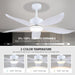 48 in. White Ceiling Fan with Lights and Remote, Dimmable Ring Modern Ceiling Fan with 5 Reversible Blades for Bedroom Dining Room-3-ErisView