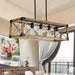 5-Light Kitchen Island Pendant, Hanging Light Fixture, Wood Black Pendant Lights for Living Room Dining Room ErisView