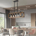 5-Light Kitchen Island Pendant, Hanging Light Fixture, Wood Black Pendant Lights for Living Room Dining Room ErisView