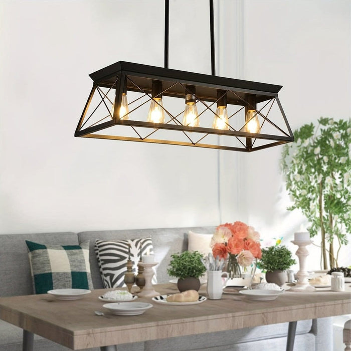 5-Light Linear Pendant Lighting for Kitchen Island, Hanging Ceiling Lights for Dining Room, Rustic Pendant Light Fixtures ErisView