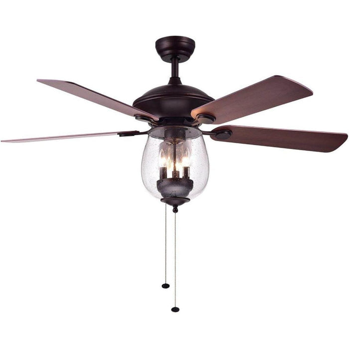 52 in. 5 Blade Ceiling Fan with Glass Bowl Lights, Home Ceiling Fan-1-ErisView