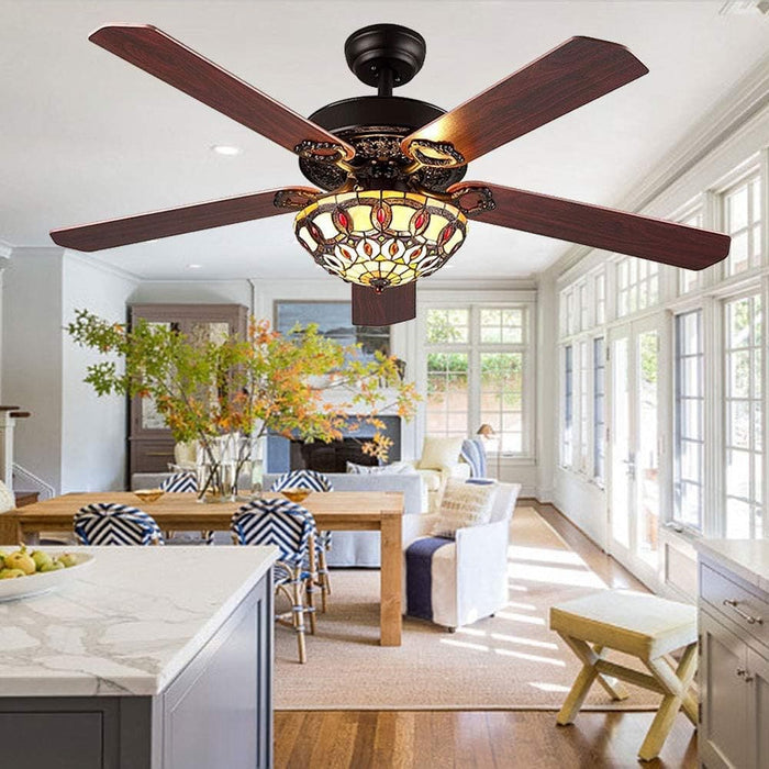 52 in. Antique Ceiling Fans with Light with Remote Control, Decorative Ceiling Fans, Elegant Ceiling Fans, Electrical Ceiling Fan-1-ErisView