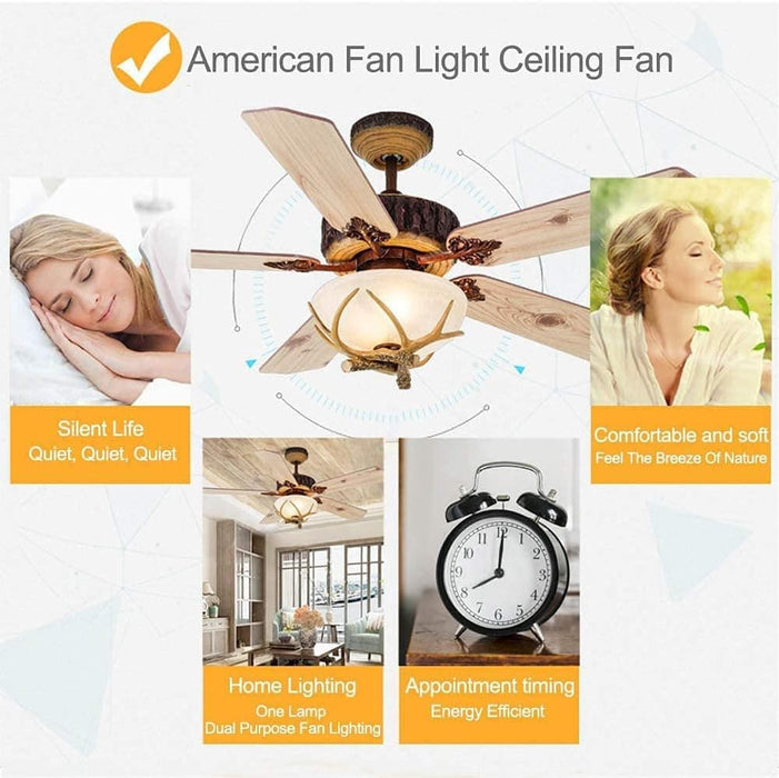 52 in. Antler Ceiling Fans Chandelier Fan Light with Remote, Modern Rustic Ceiling Fans with Light, Unique Bronze Ceiling Fan for Living Room Bedroom -7-ErisView