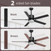 52 in. Bedroom Remote Control Ceiling Fan and Light, Modern Fan for Living Room Kitchen, Black Outdoor Ceiling Fans, Garage Ceiling Fan-5-ErisView