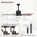 52 in. Bedroom Remote Control Ceiling Fan and Light, Modern Fan for Living Room Kitchen, Black Outdoor Ceiling Fans, Garage Ceiling Fan-6-ErisView