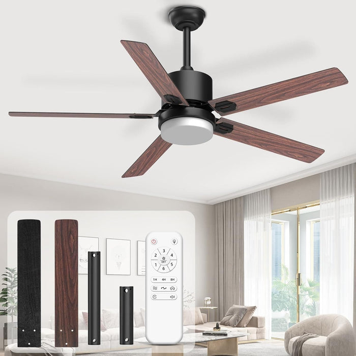 52 in. Bedroom Remote Control Ceiling Fan and Light, Modern Fan for Living Room Kitchen, Black Outdoor Ceiling Fans, Garage Ceiling Fan-1-ErisView