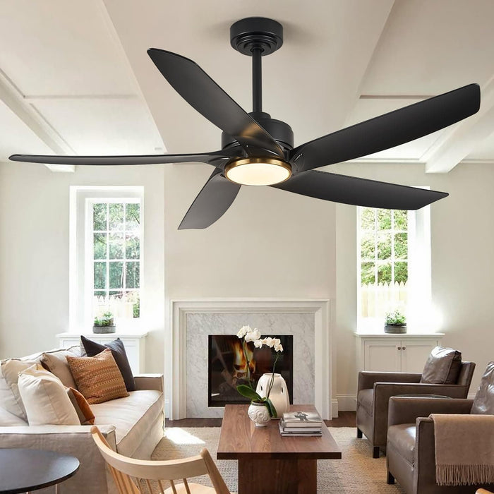 52 in. Black Ceiling Fan with Light, Modern Ceiling Fan for Living Room, Bedroom, Dimmable Outdoor Ceiling Fans -6-ErisView